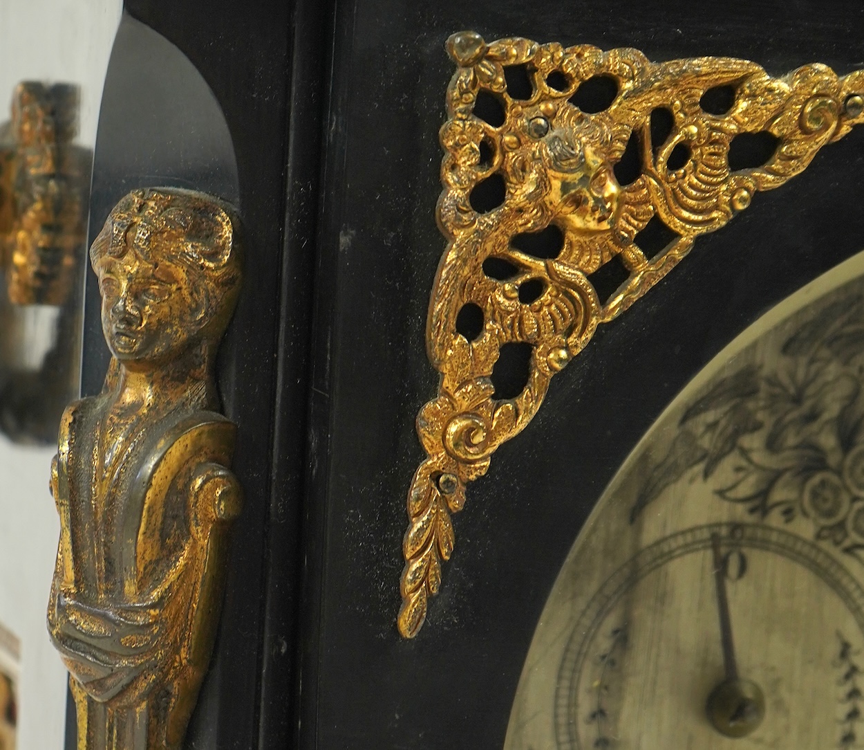 A late 19th century ebonised triple fusee bracket clock